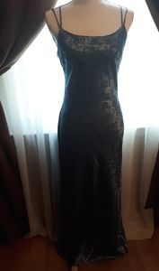 Stunning Baby Blue Satin Floral Full-length Dress